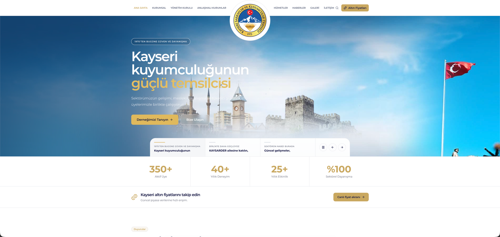 Redkit tarafından tasarlanan KAYSARDER kurumsal web sitesi